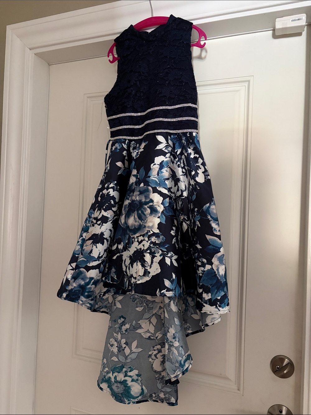 Speechless Navy and Blue Floral High-Low Party Dress